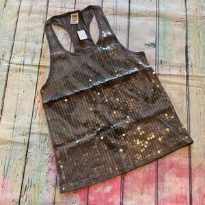 Victoria's Secret PINK Top Womens XS Gray Tank Top NYC Exclusive Sequin New York